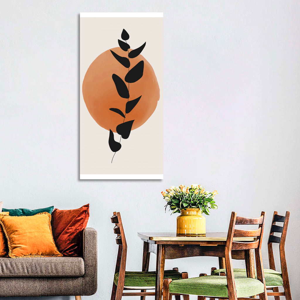 Leafy Branch with Terracotta Circle Wall Art