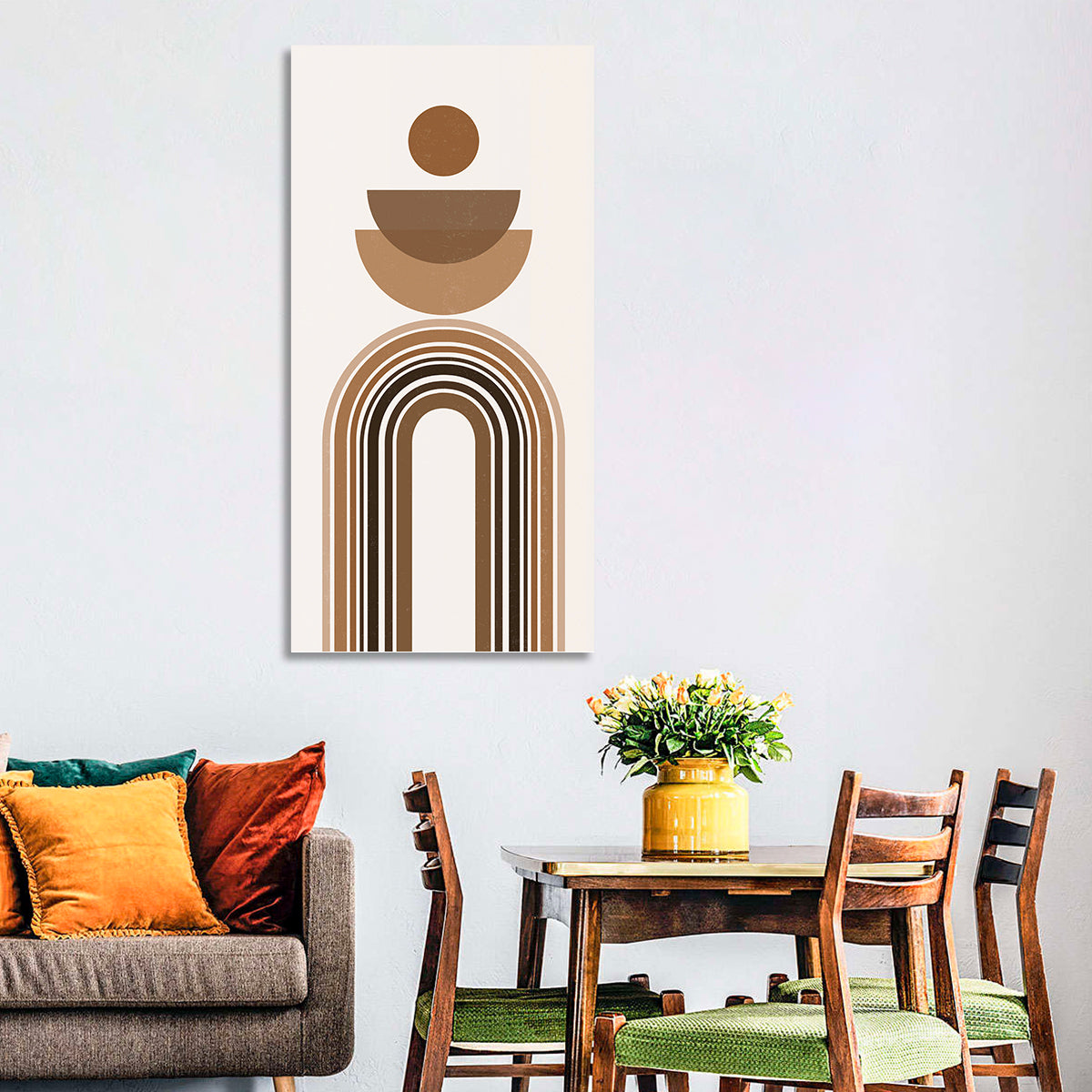 Neutral Rainbow Balance Wall Art in a room, portrait