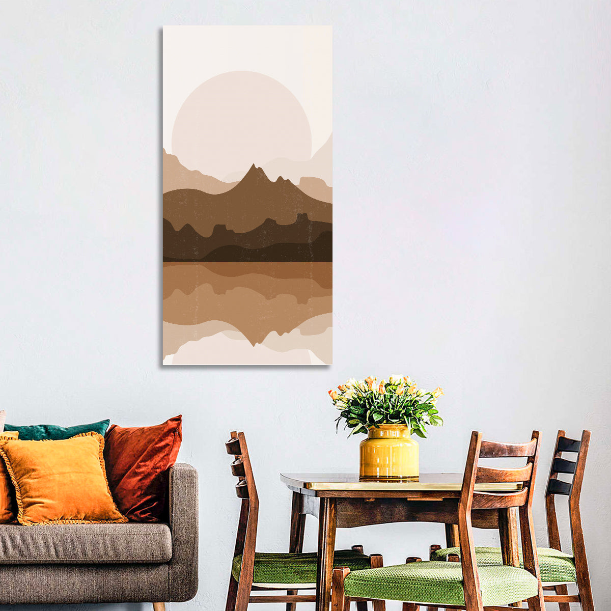 Layered Mountain Lake Sunset Wall Art