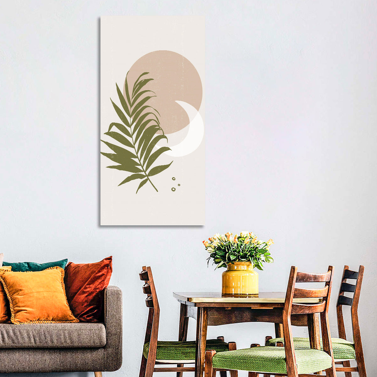 Palm Leaf Sun Study Wall Art in a room, portrait