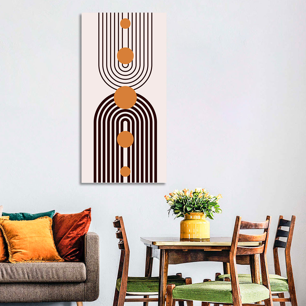 Boho Arch Pattern Wall Art in a room, portrait