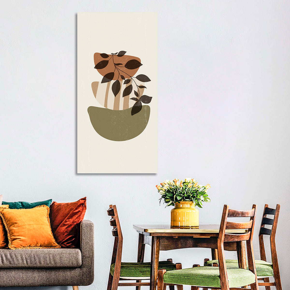 Falling Leaves Branch Wall Art in a room, portrait