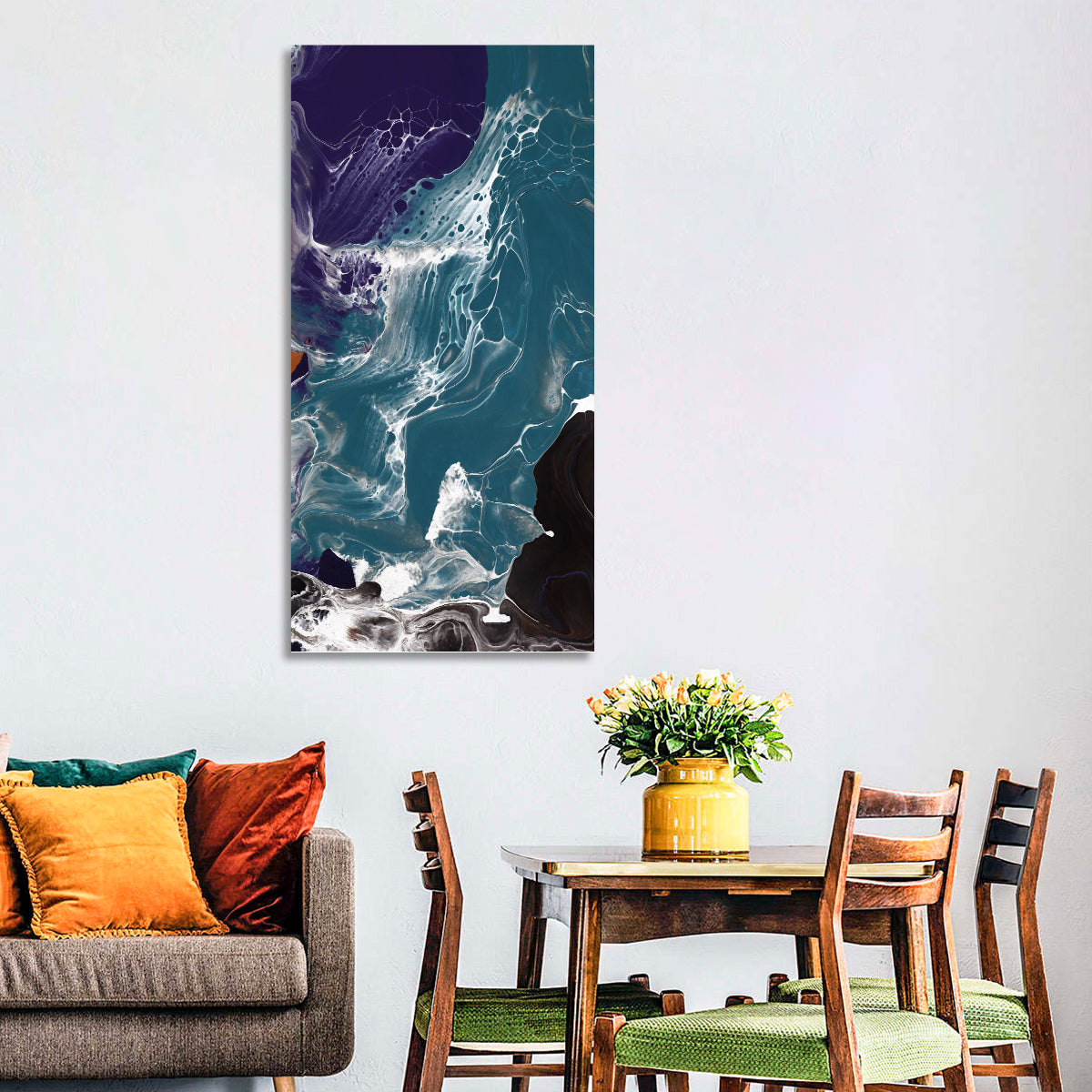 Teal and Purple Marble Texture Wall Art