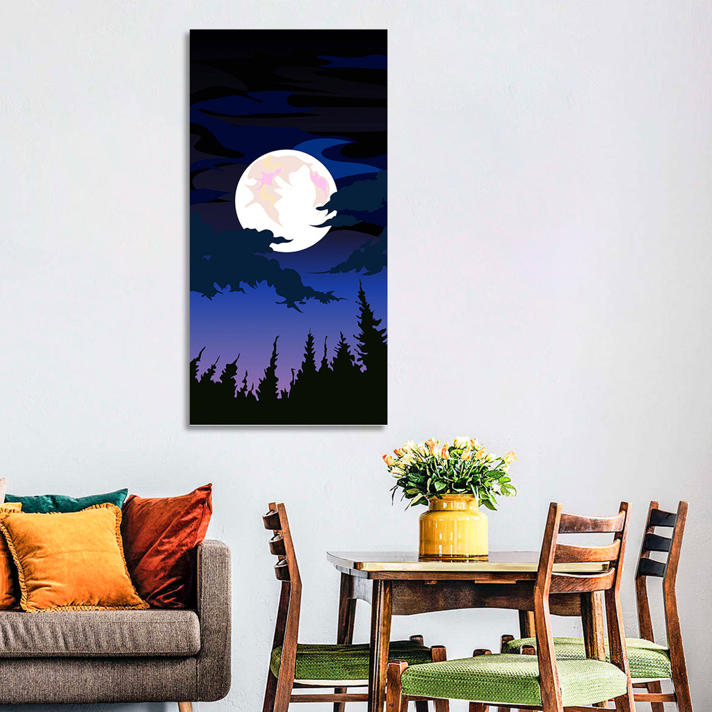 Dark Moon Over Forest Wall Art