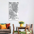 Dallas City Map with Coordinates Wall Art