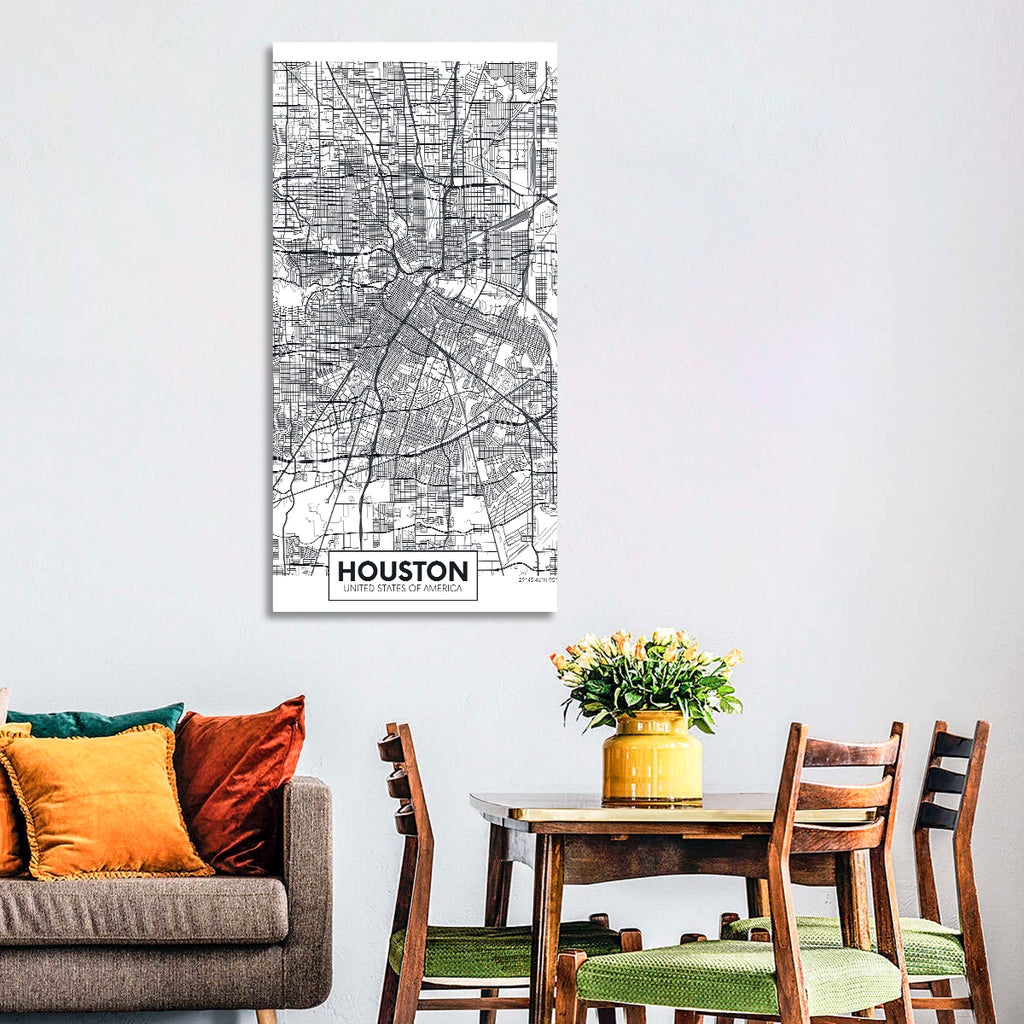 Houston Street Grid Map Wall Art