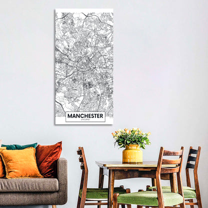 Manchester City Map, Minimalist Wall Art