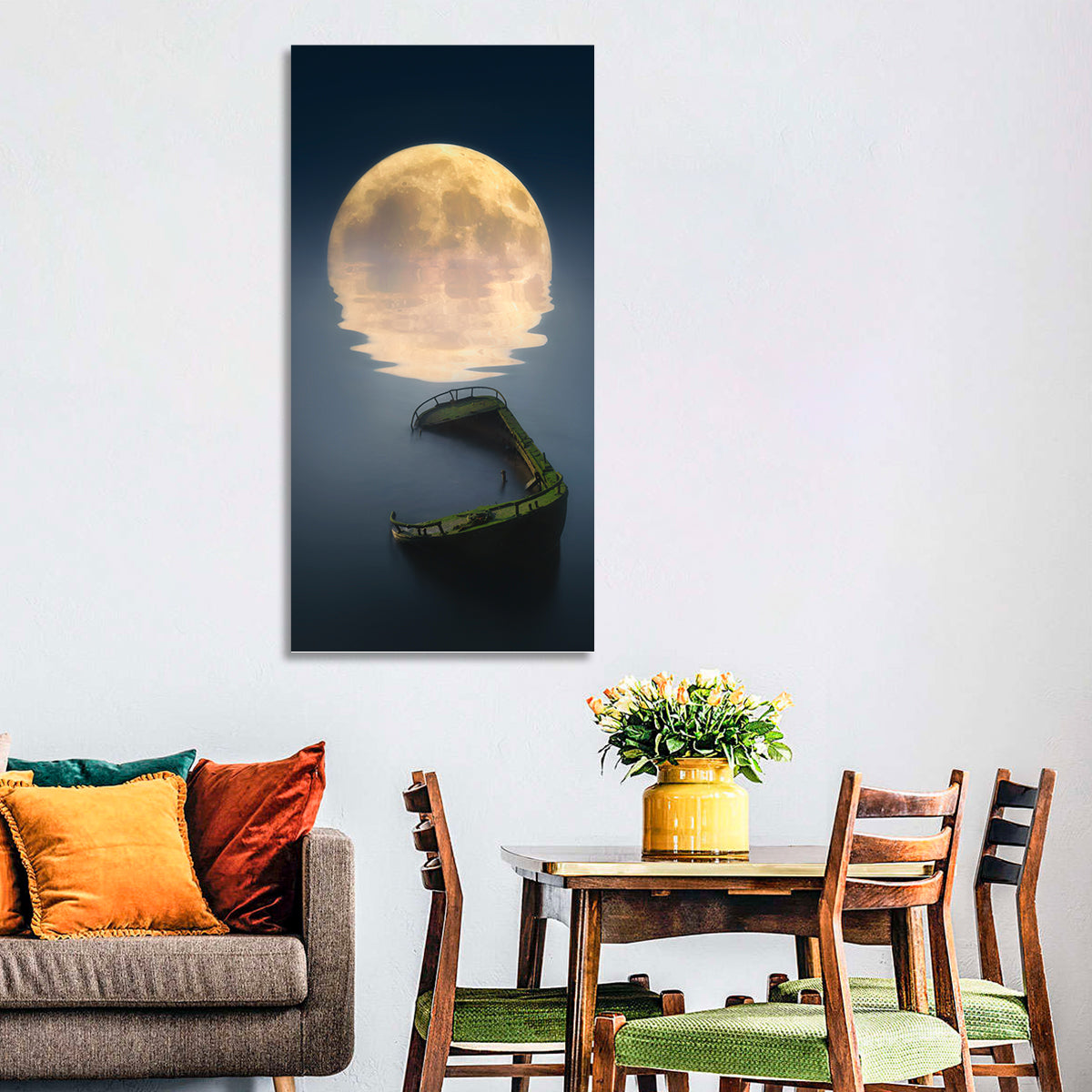 Moonlit Shipwreck Reflection Wall Art