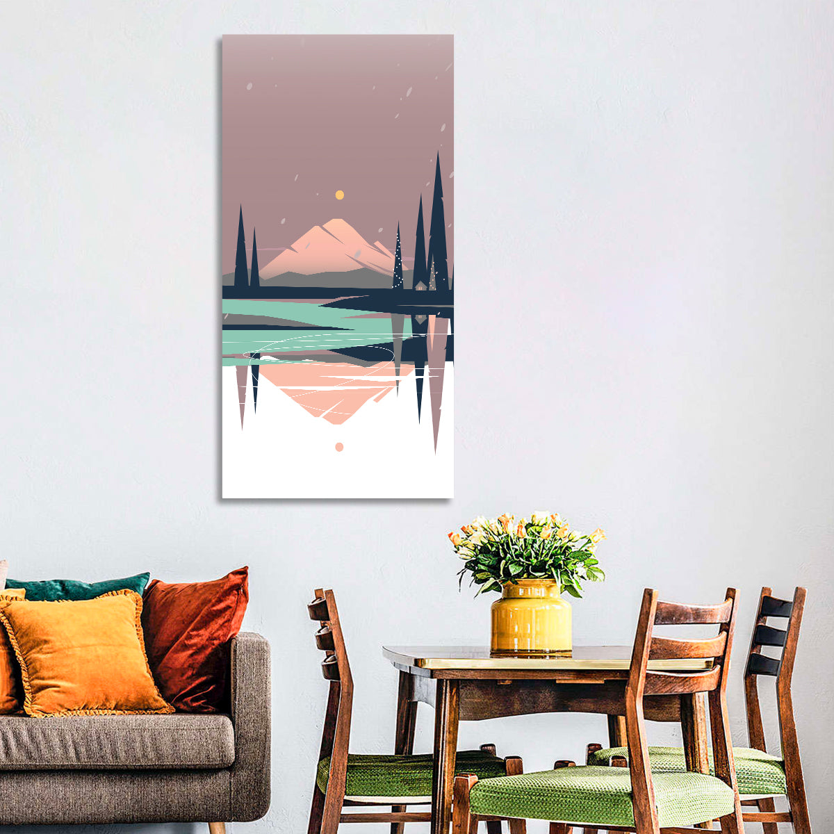 Dusk Mountain Lake Reflection Wall Art