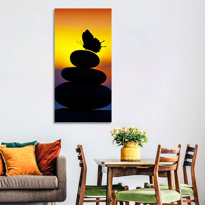 Stacked Spa Stones with Butterfly Wall Art