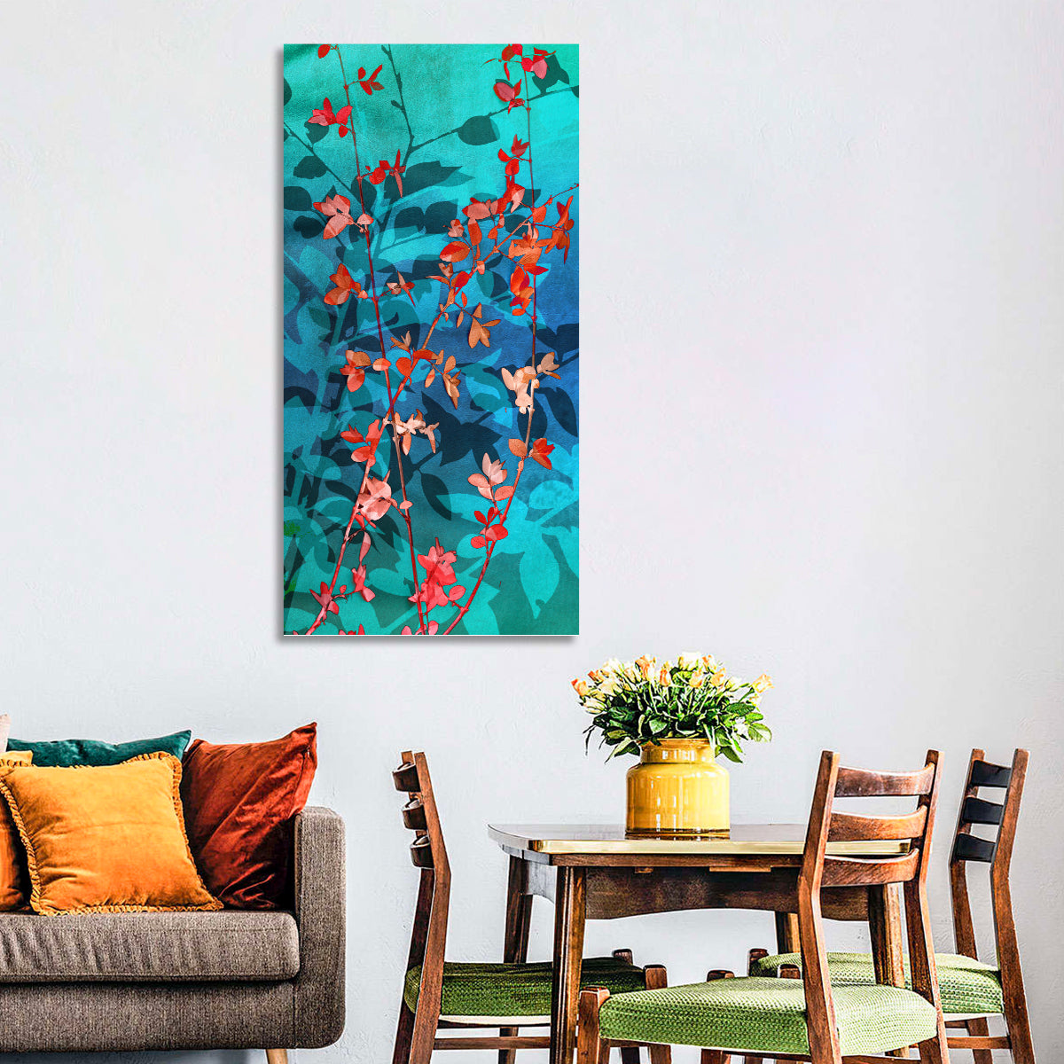 Red Leaf Branches Wall Art