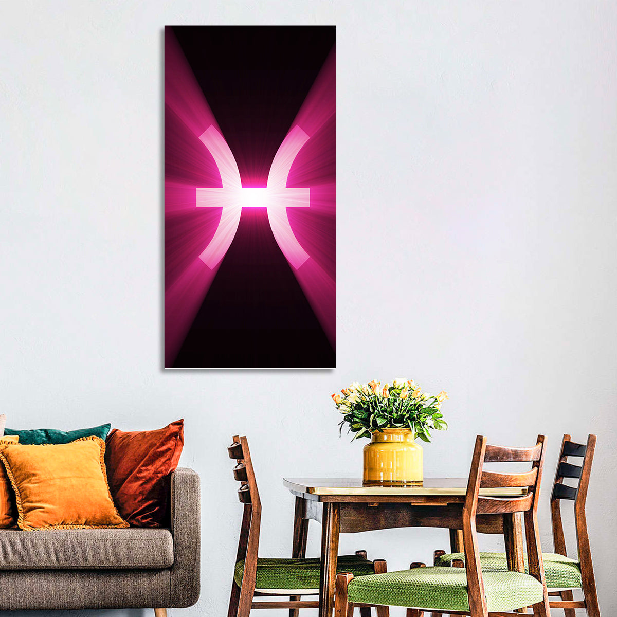 Magenta Pisces Symbol Wall Art