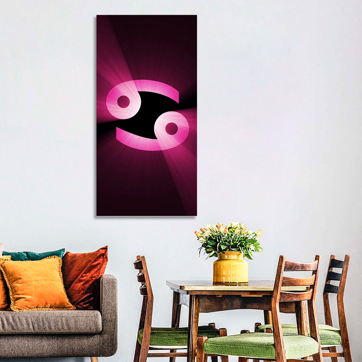 Glowing Pink Cancer Symbol Wall Art
