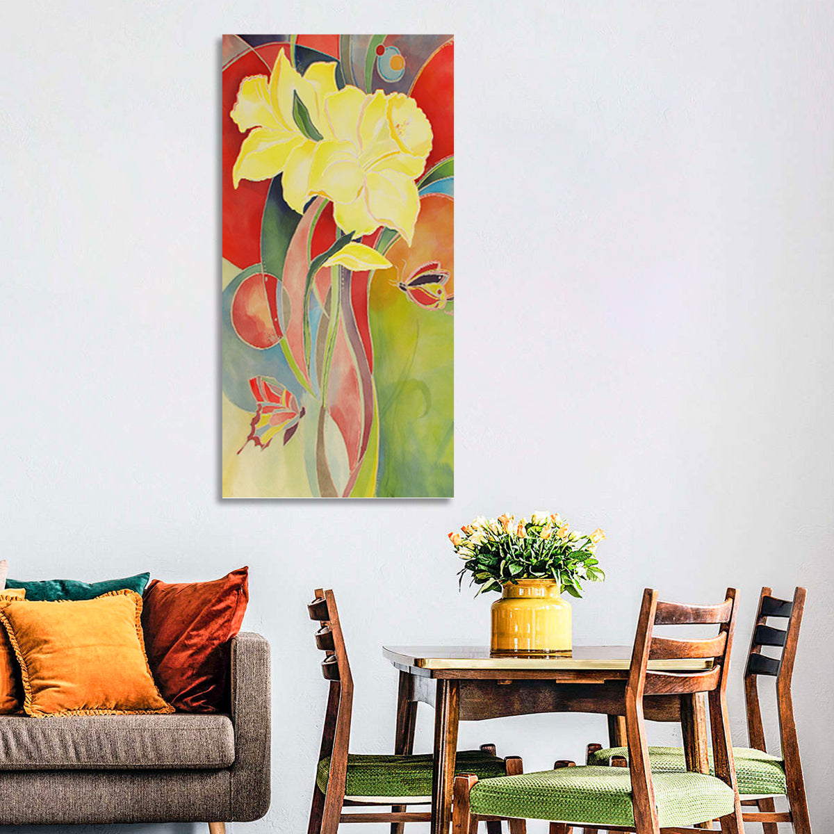 Daffodils in Bloom Wall Art in a room, portrait