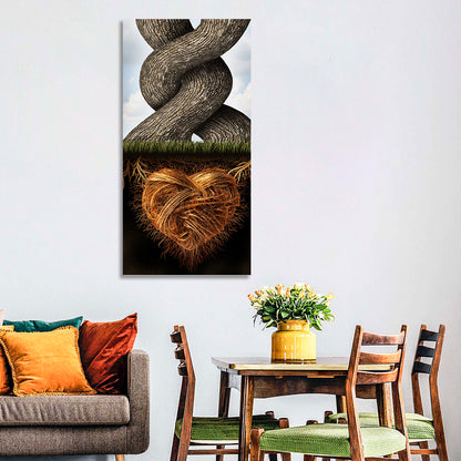 Intertwined Trees with Heart-shaped Roots Wall Art