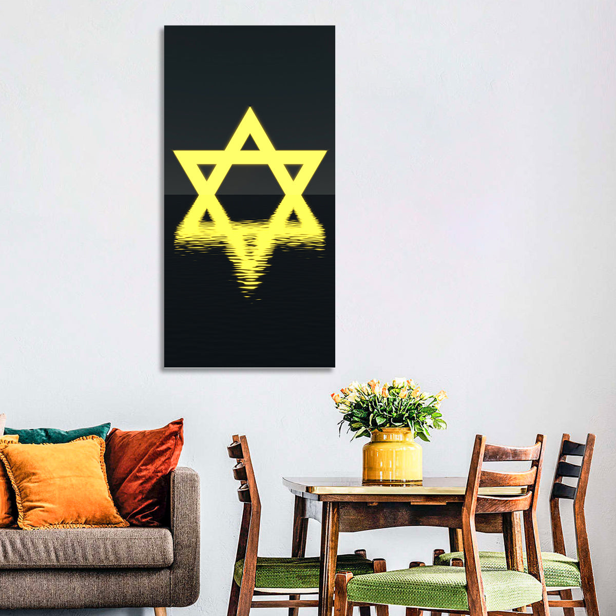 Glowing Star of David Reflection Wall Art
