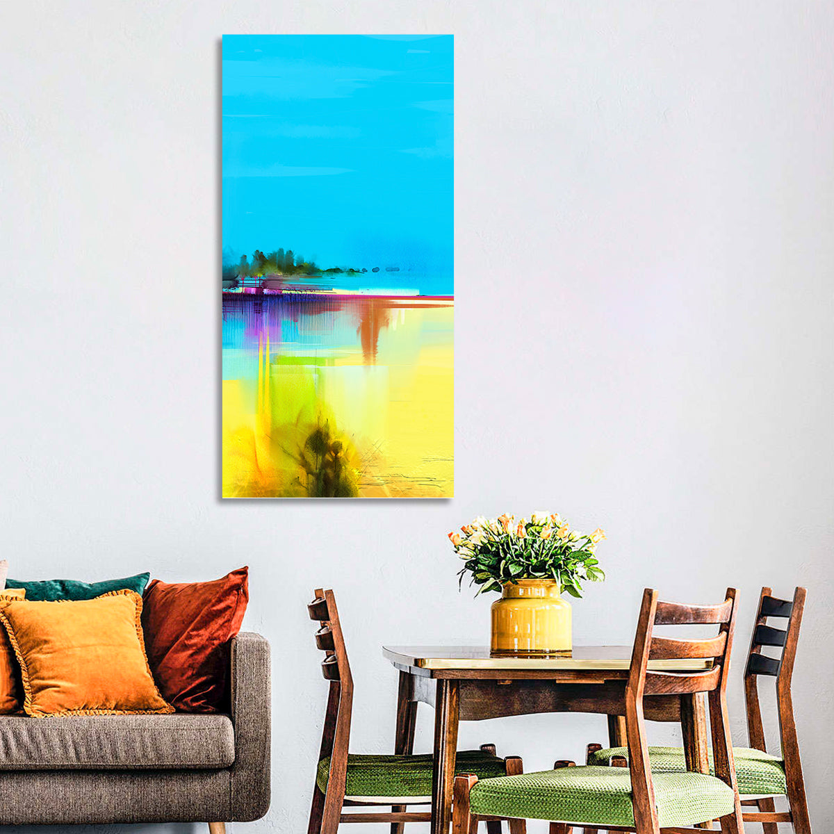 Sunlit Abstract Coastline in Spring Colors Wall Art