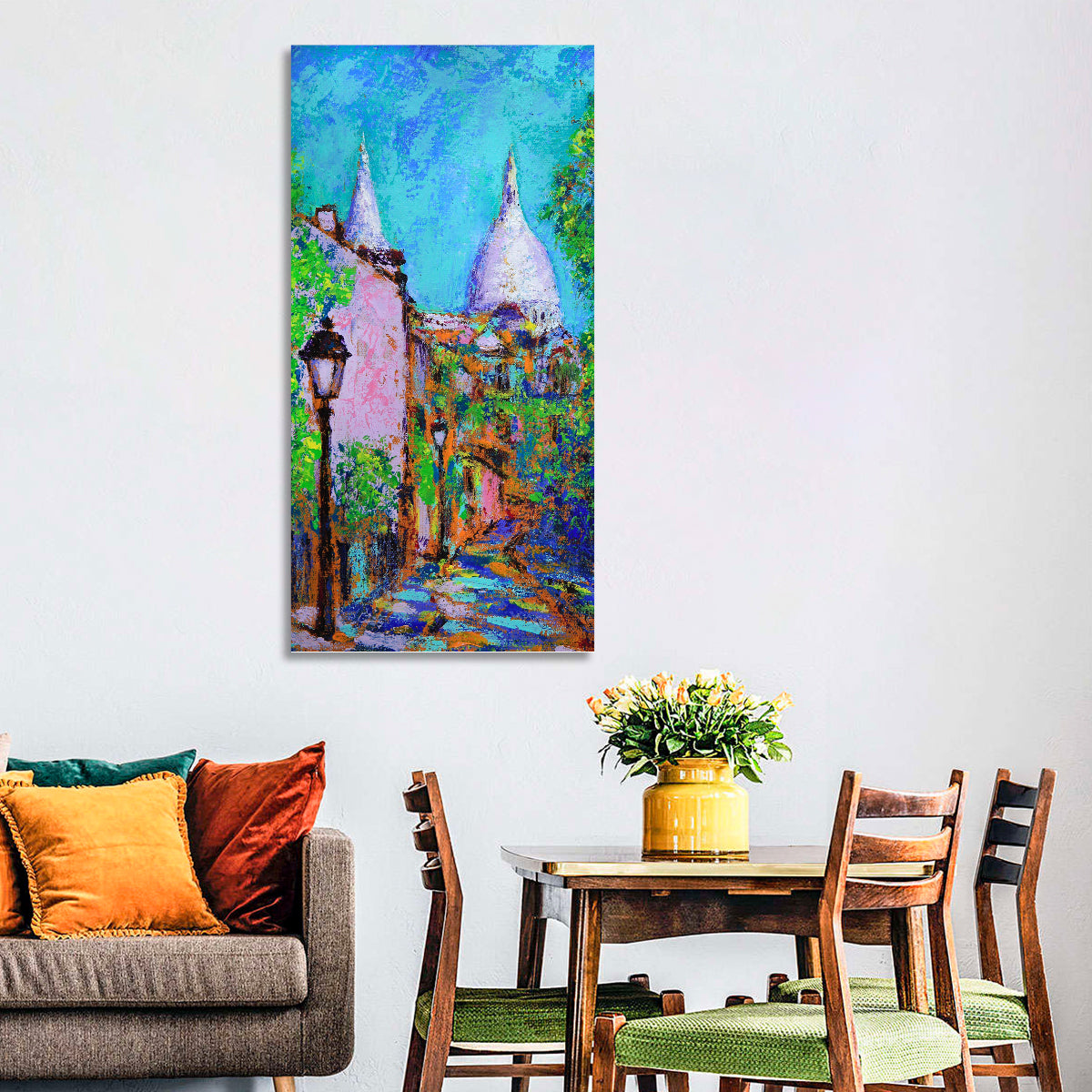 Montmartre Street with Sacre Coeur Dome Wall Art