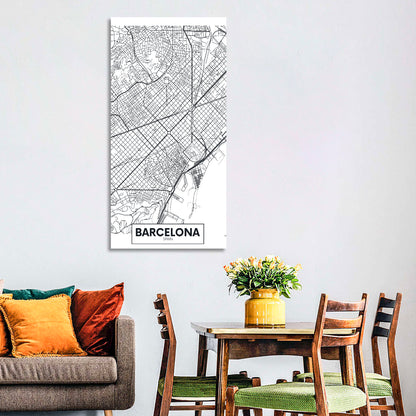 Barcelona Urban Grid Map Wall Art
