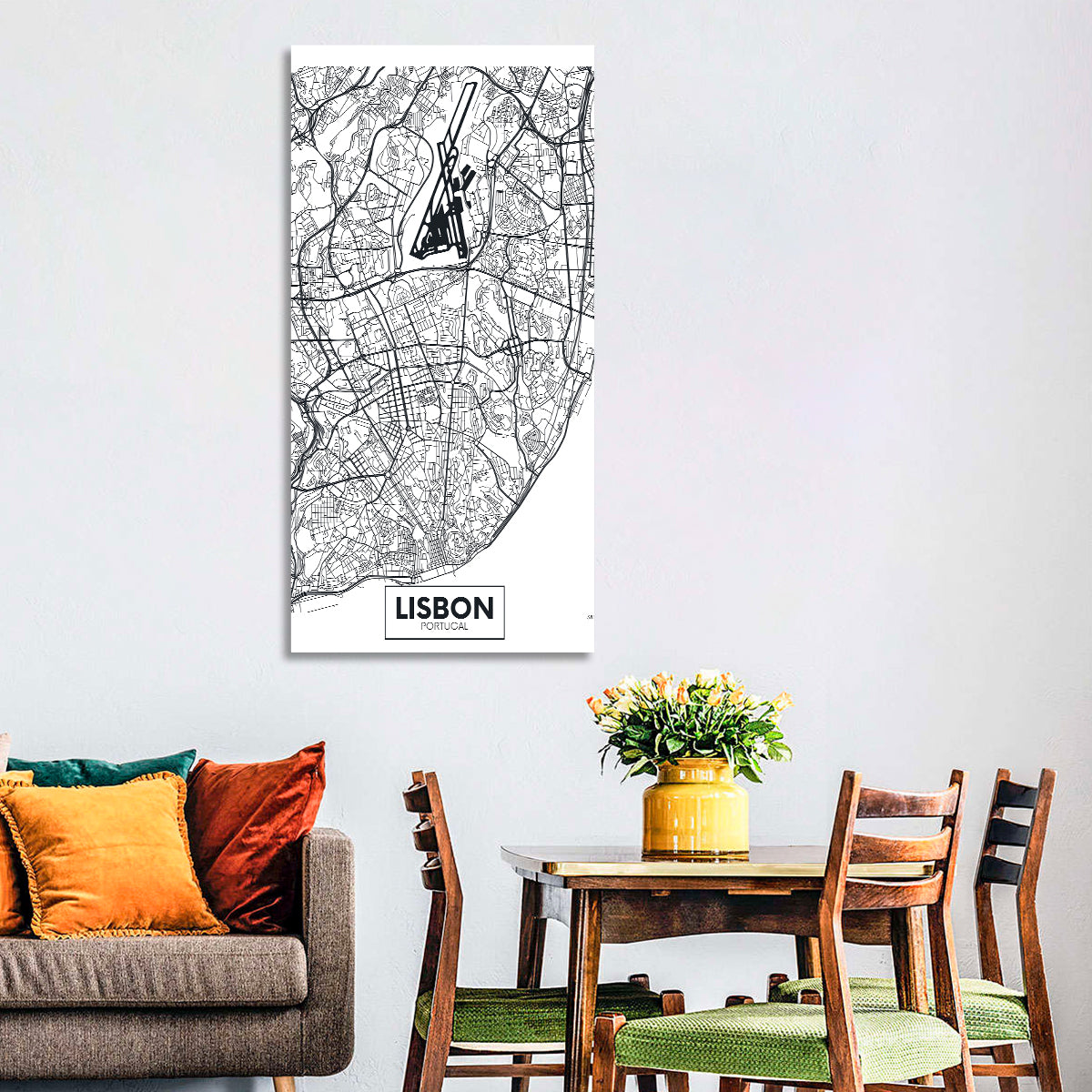 Lisbon Schematic Map Wall Art