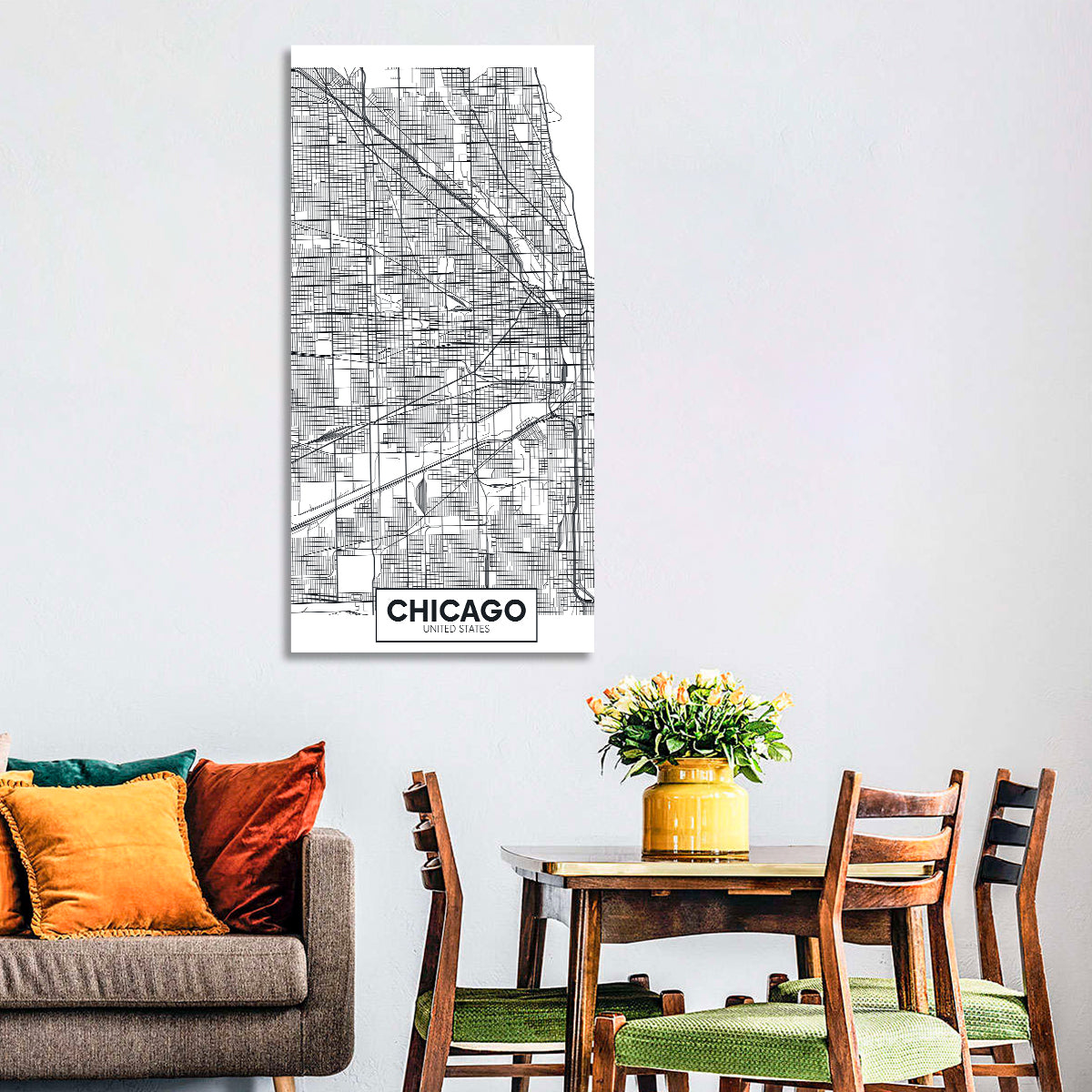 Chicago Street Grid Map Wall Art