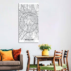 Moscow City Center Map Wall Art