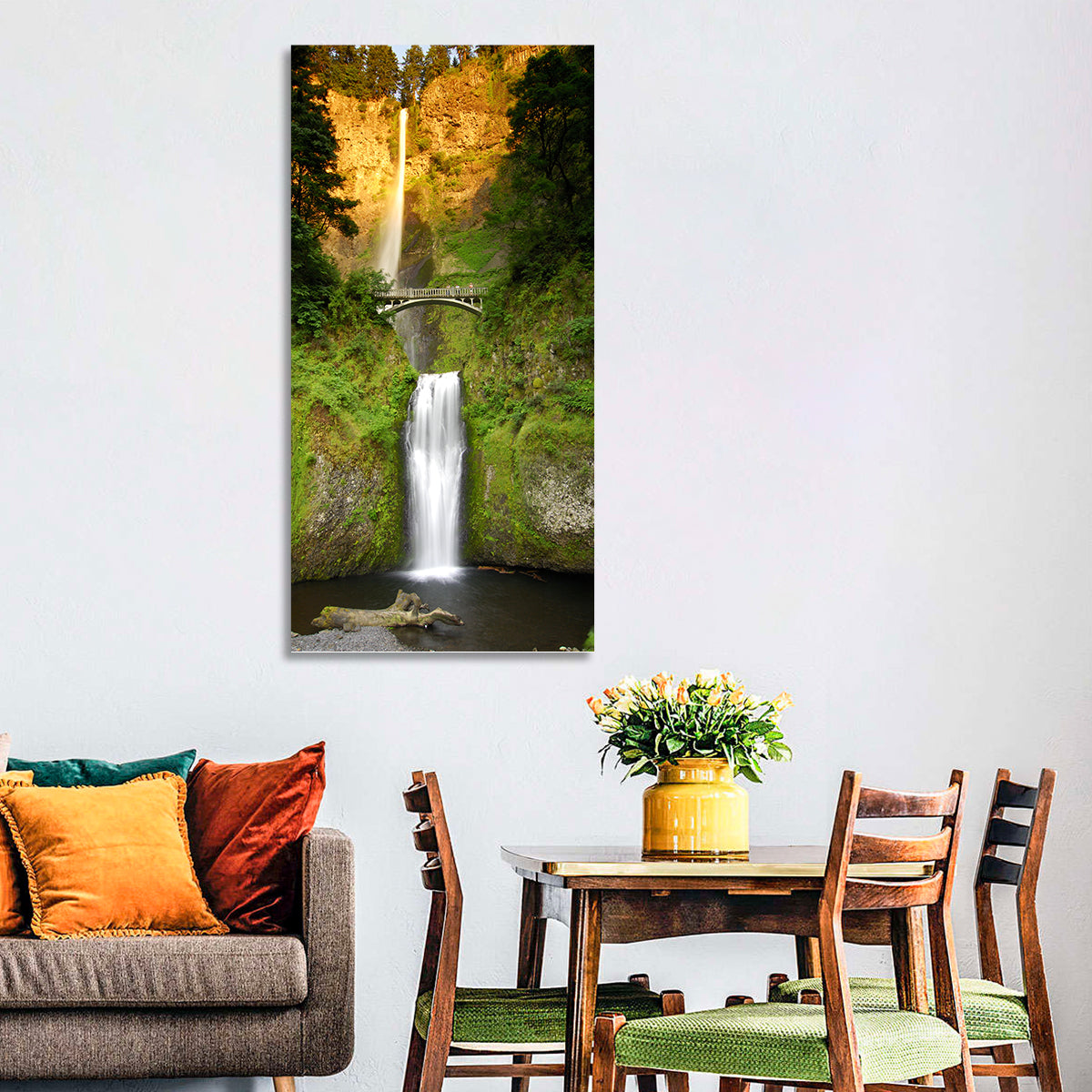 Multnomah Falls at Golden Hour Wall Art