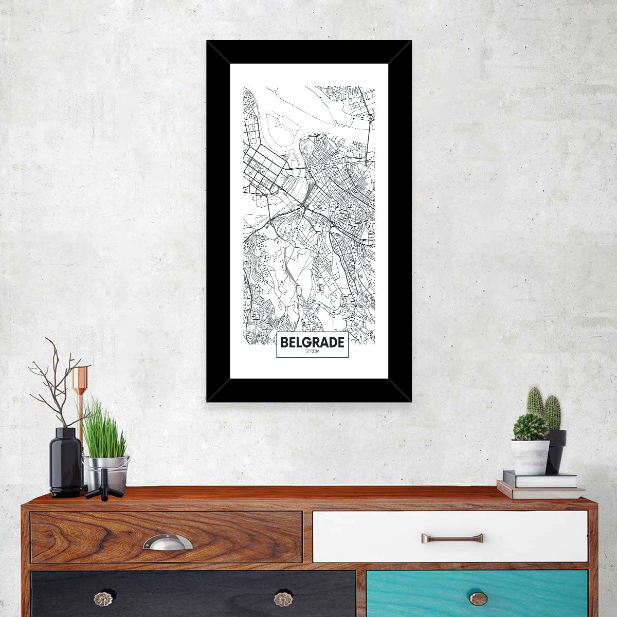 Minimalist Belgrade Map Wall Art