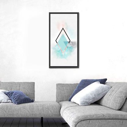 Teal Diamond Minimalist Geometry Wall Art