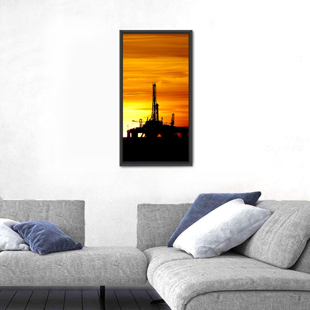 Offshore Oil Rig at Sunset Wall Art