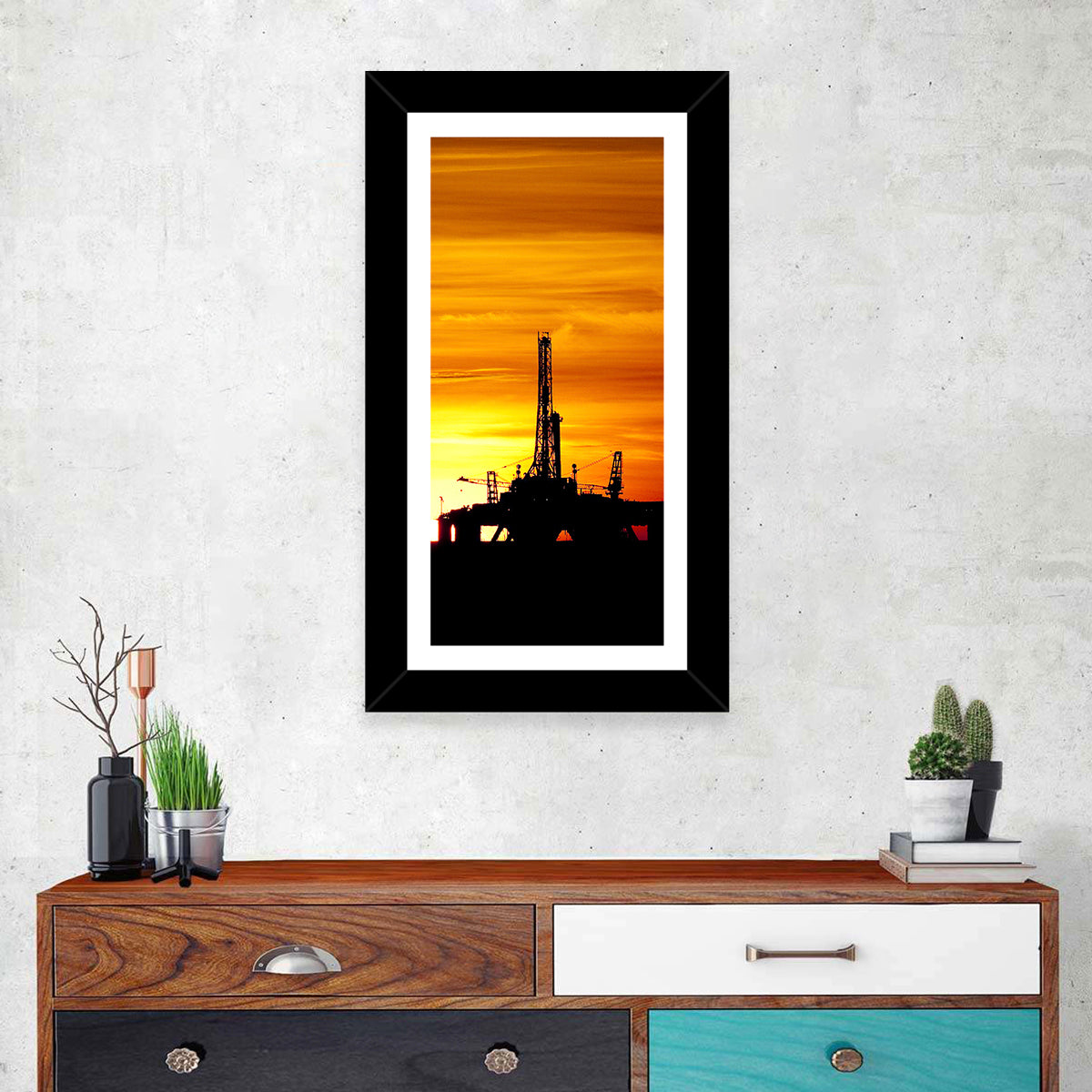 Offshore Oil Rig at Sunset Wall Art