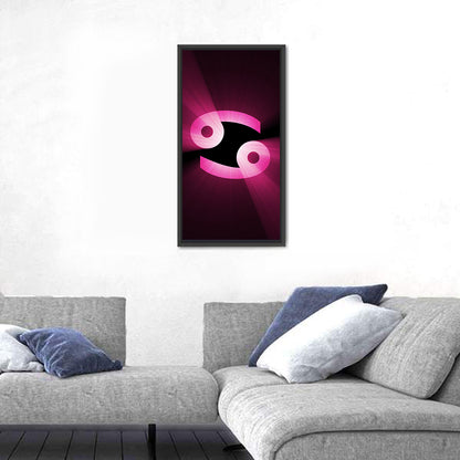 Glowing Pink Cancer Symbol Wall Art
