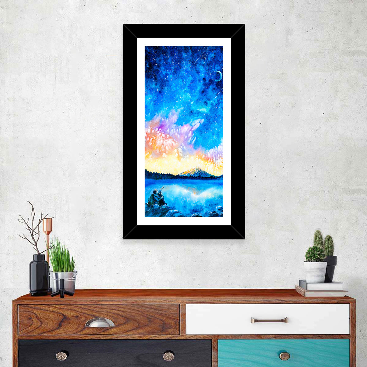 Starry Night Mountain Lake Wall Art
