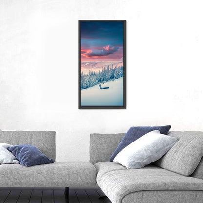 Cabin at Winter Sunrise Wall Art