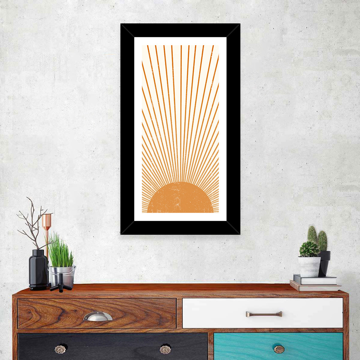 Distressed Sunburst Minimalist Wall Art