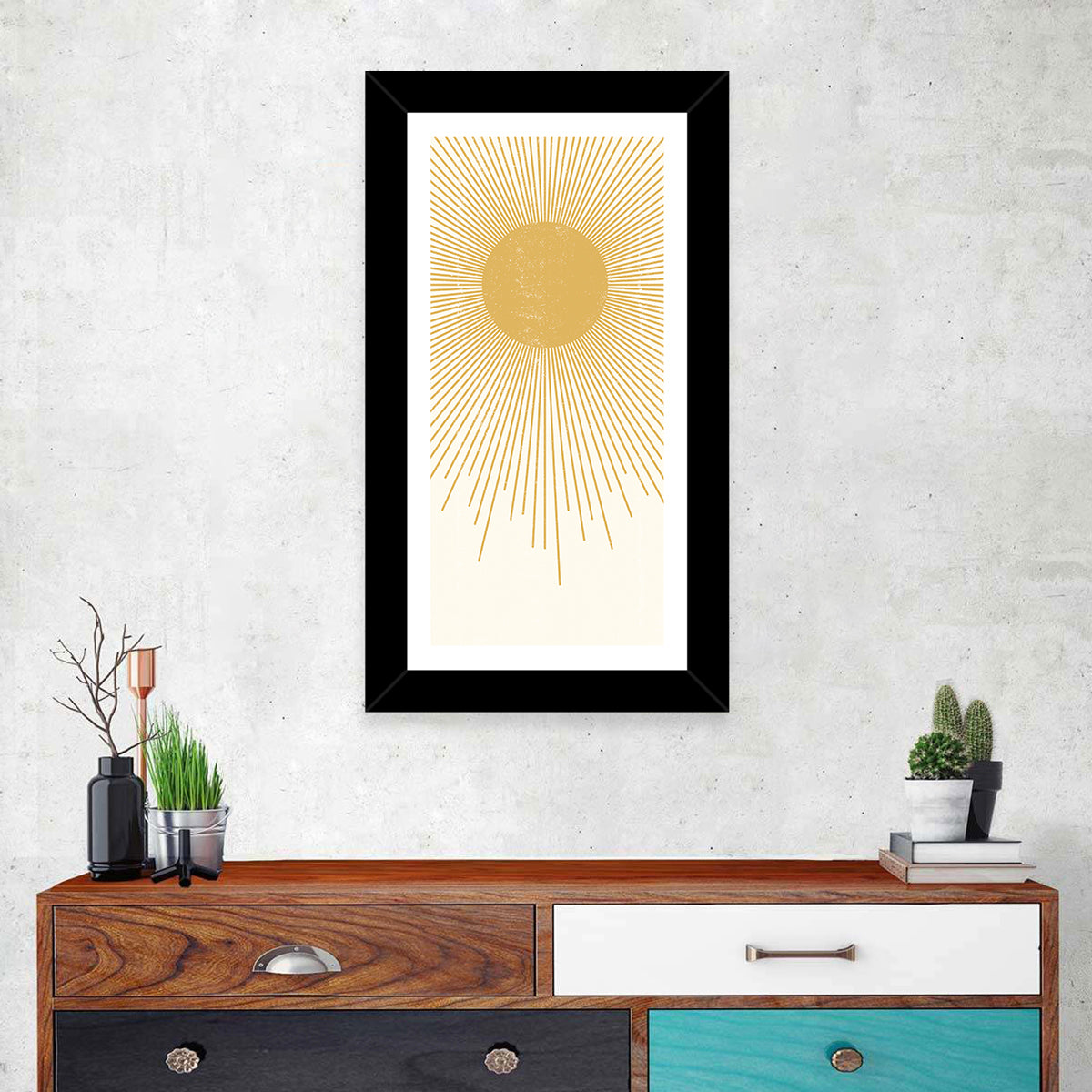 Textured Sunburst Abstract Wall Art