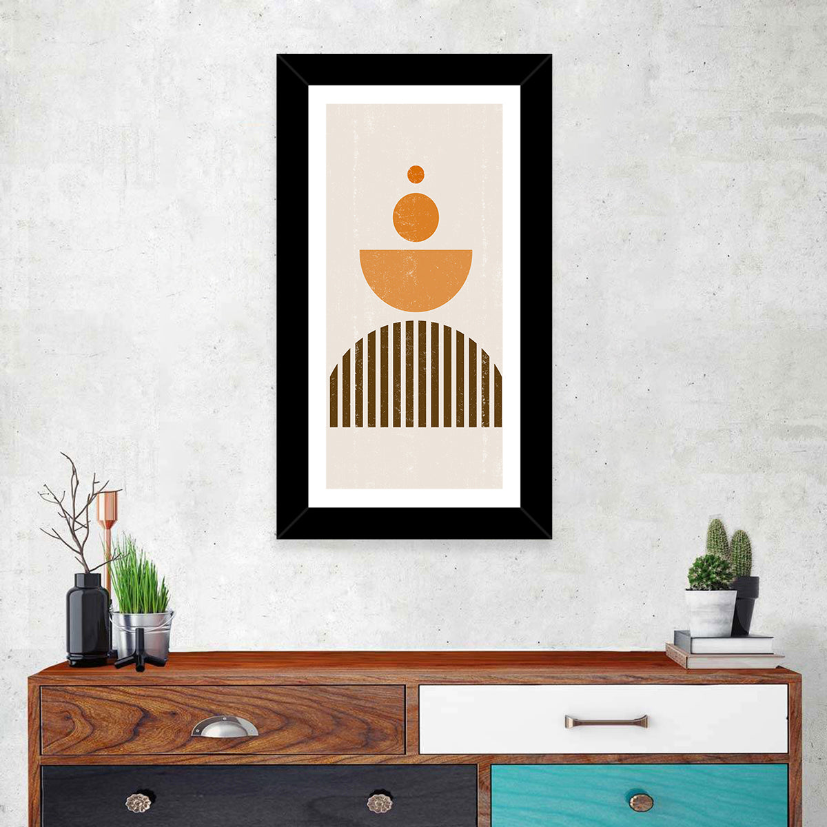Striped Semicircle Composition Wall Art in a room, portrait