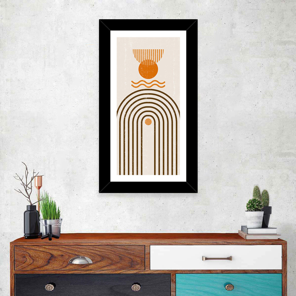 Concentric Arch Sun Wall Art in a room, portrait