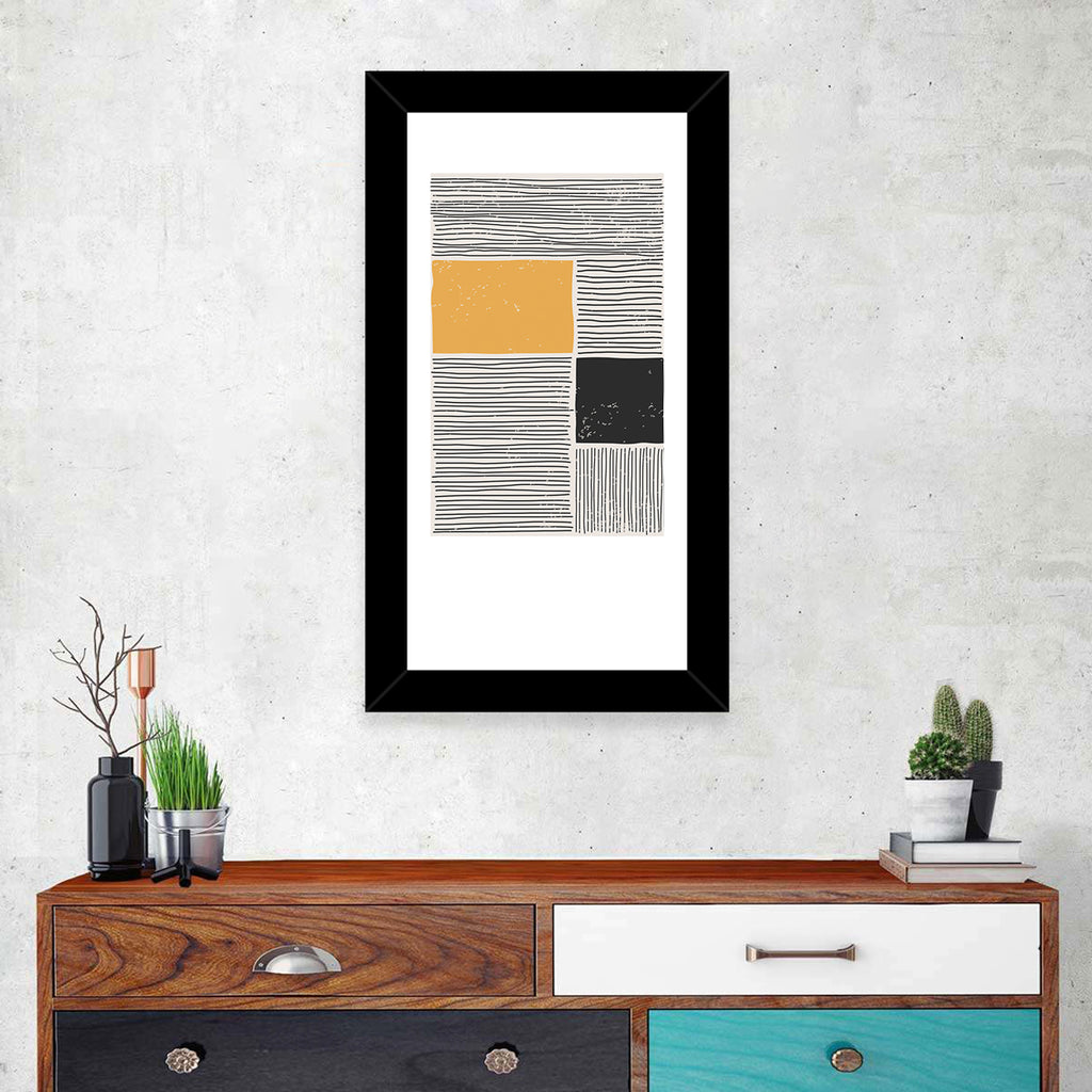 Beige and Yellow Grid Study Wall Art