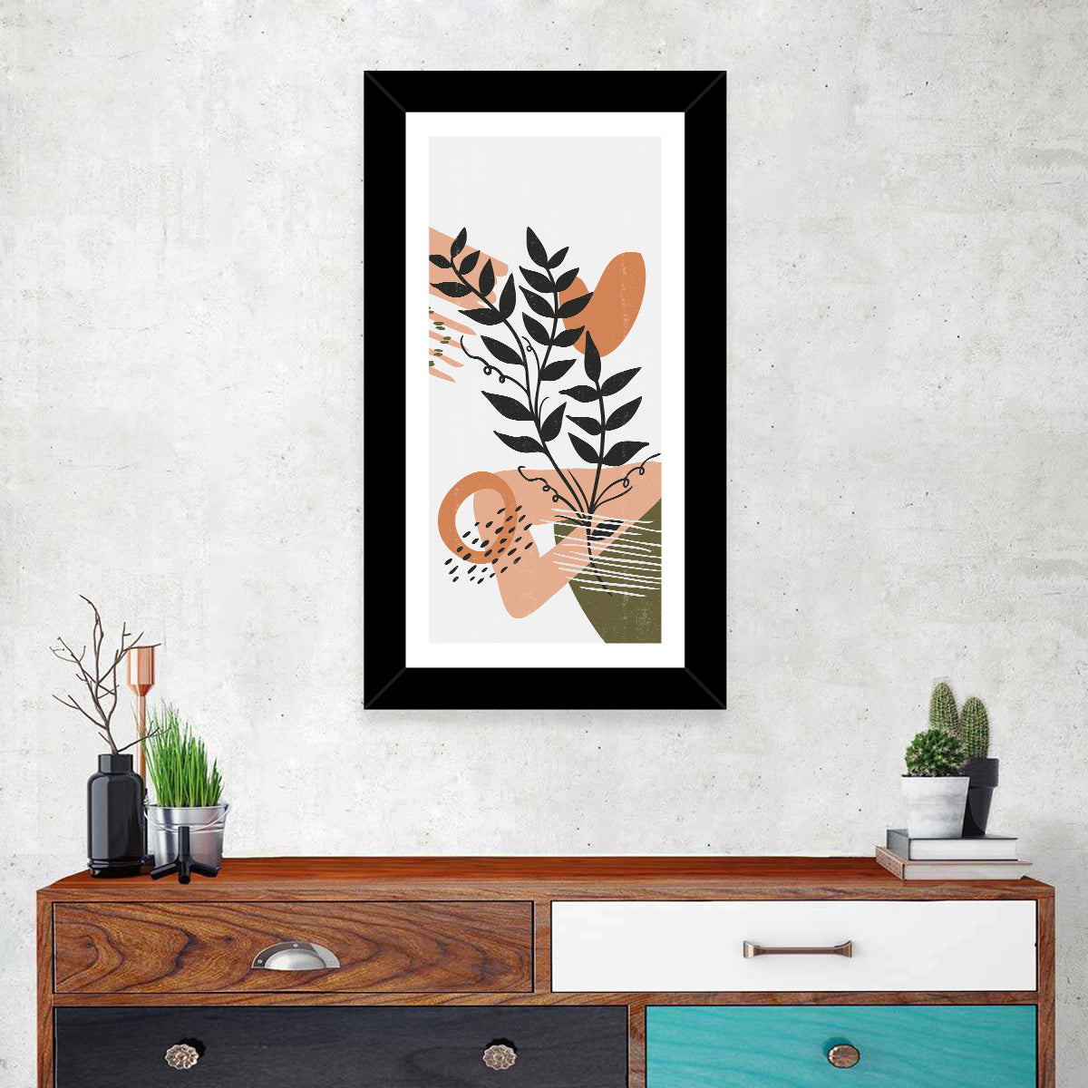 Olive Botanical Leaves Abstract Wall Art