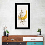 Crescent Moon Leaf Illustration Wall Art
