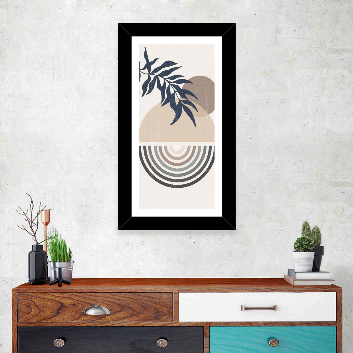 Spheres and Leaves Wall Art in a room, portrait