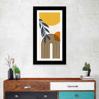 Boho Sun and Moon with Leaves Wall Art