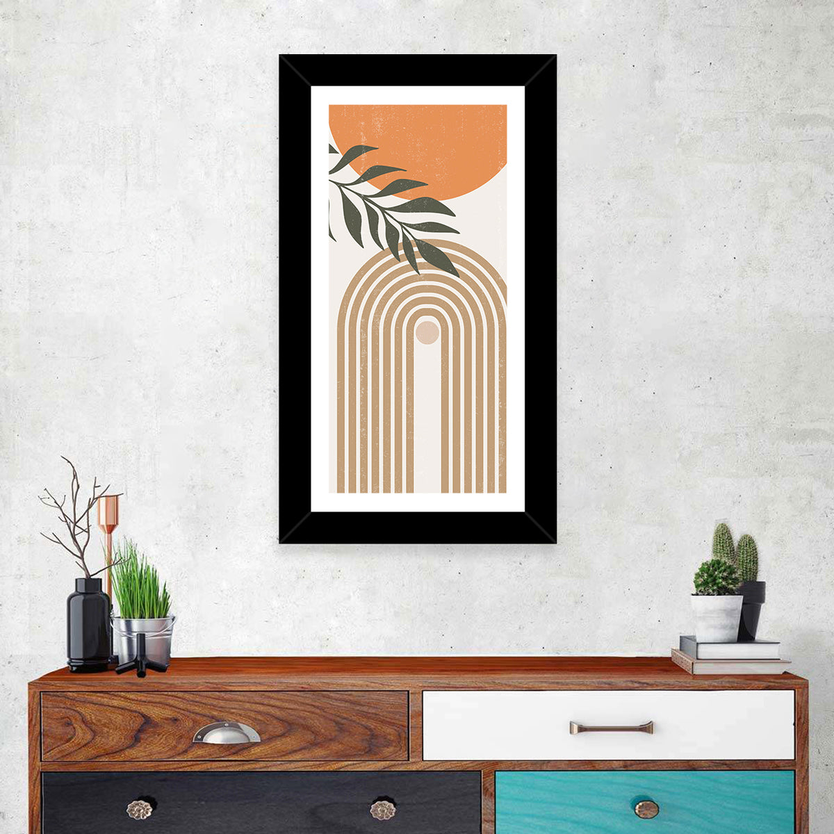 Sun Boho Paths Wall Art in a room, portrait