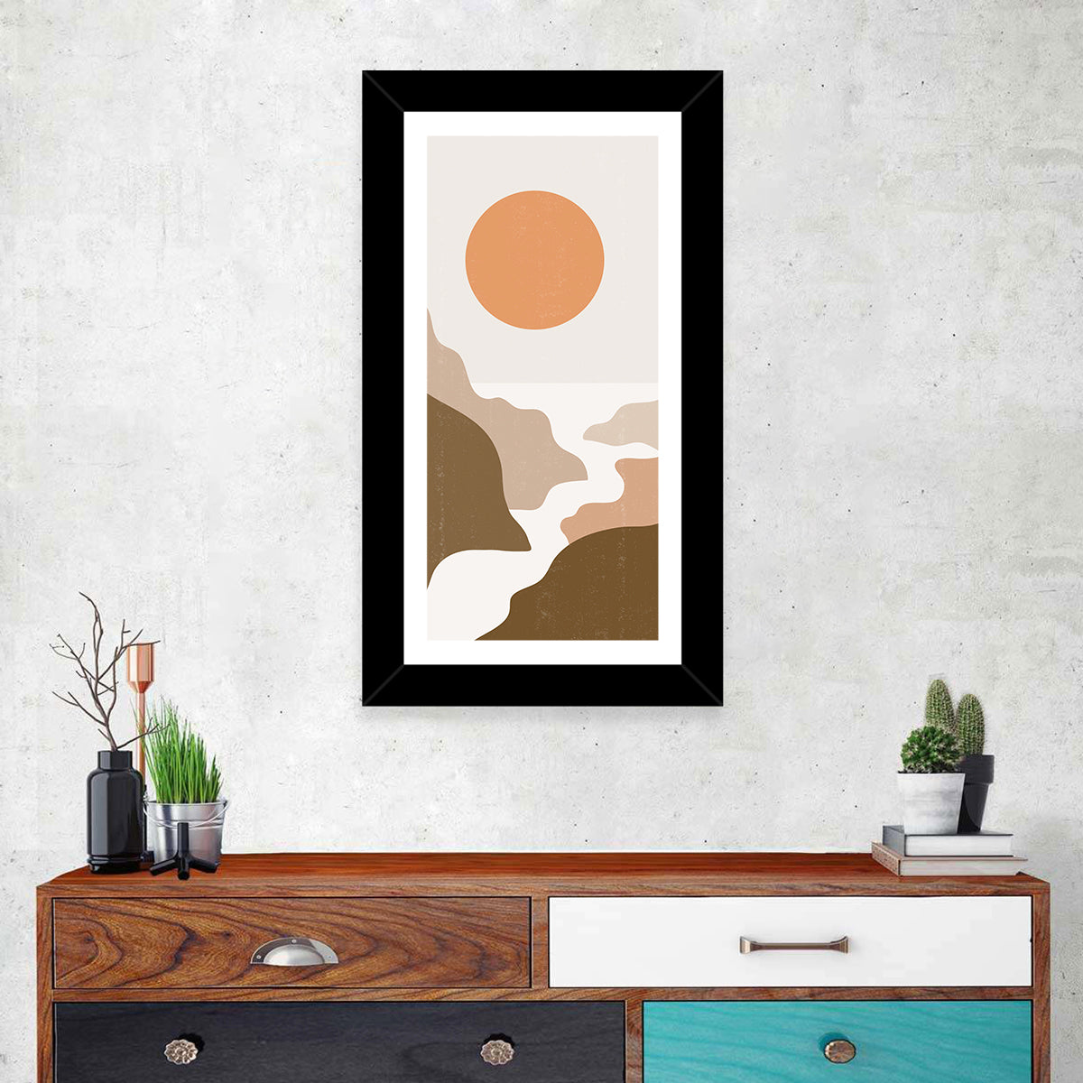 Sun Over Canyon River Wall Art in a room, portrait
