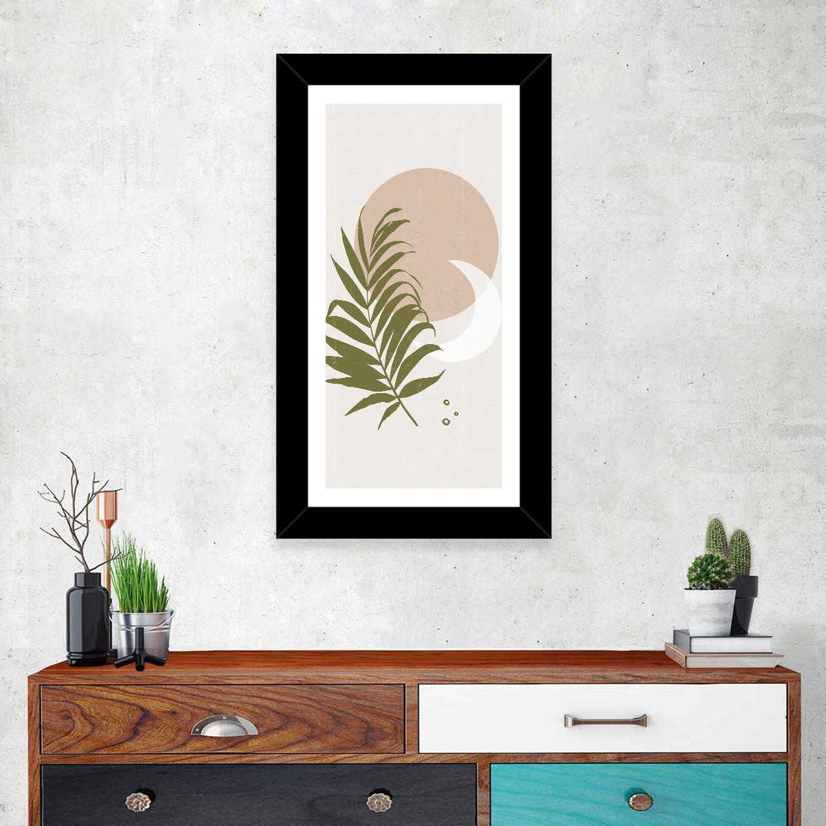 Palm Leaf Sun Study Wall Art in a room, portrait
