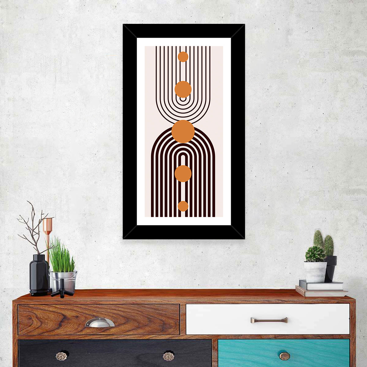 Boho Arch Pattern Wall Art in a room, portrait