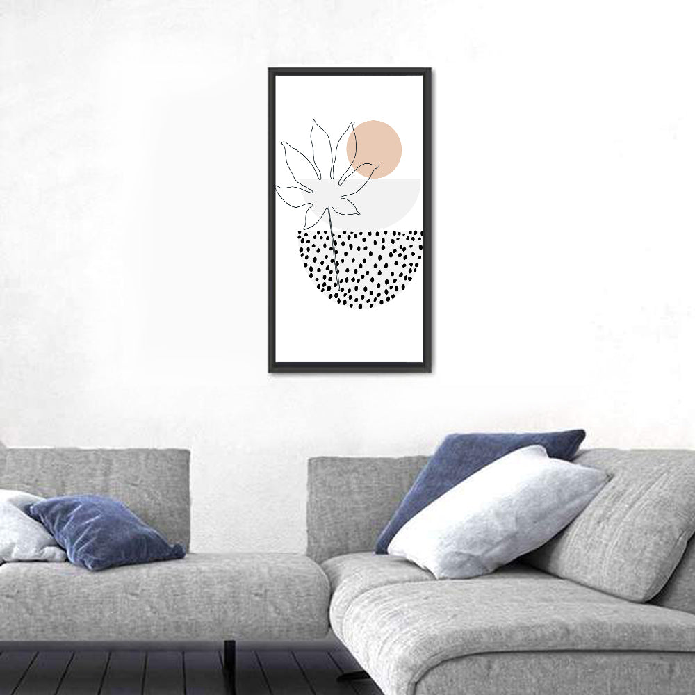 Palm Leaf with Peach Circle Illustration Wall Art