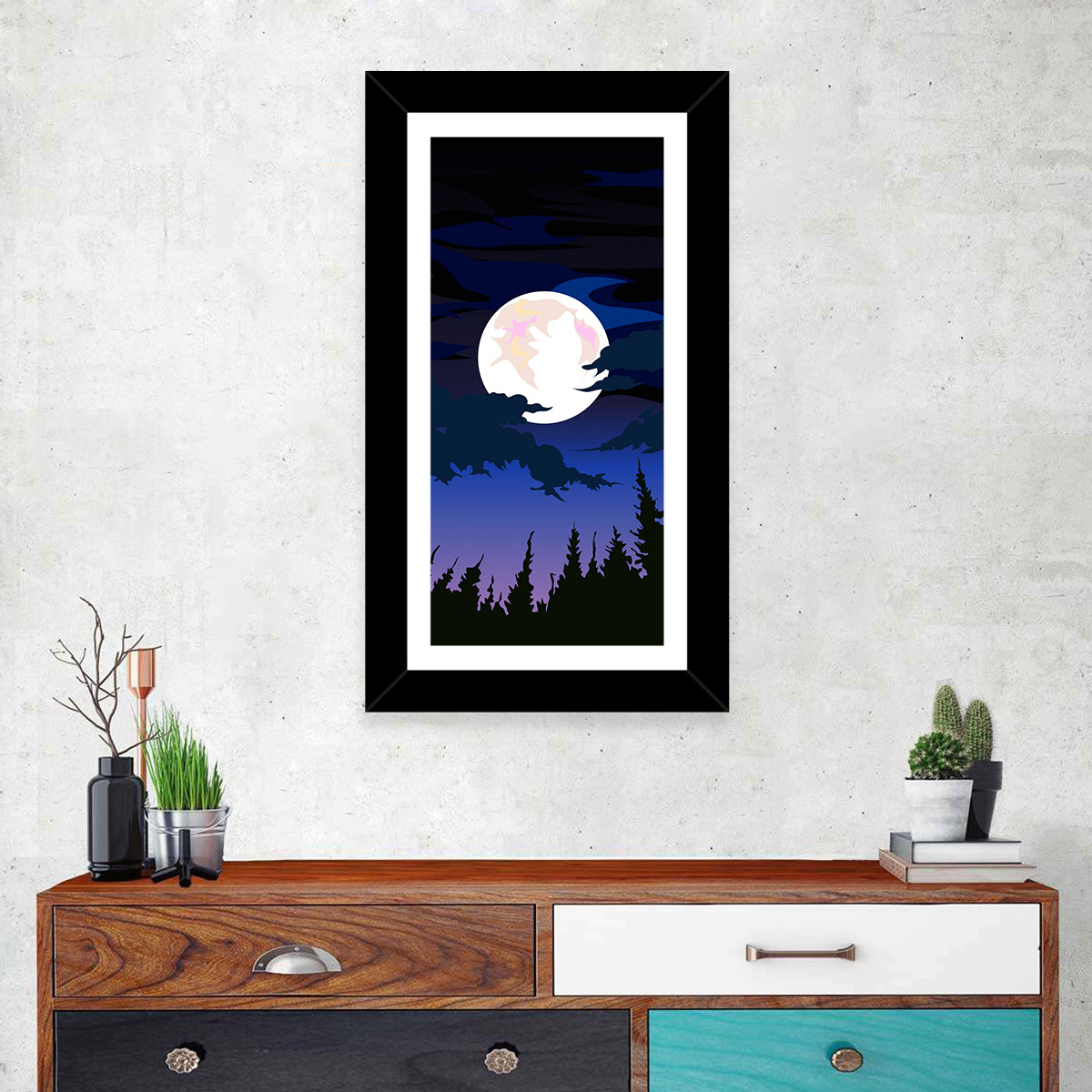 Dark Moon Over Forest Wall Art