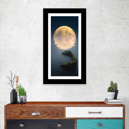 Moonlit Shipwreck Reflection Wall Art